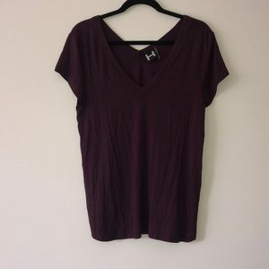 H by Bordeaux burgundy flowy v neck top